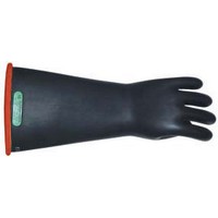 Honeywell E214RB/8H W H Salisbury Size 8 1/2 Black And Red 14\" Natural Rubber Class 2 Linesmens Gloves With Straight Cuff, Black